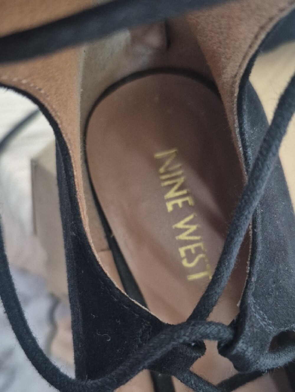 Nine West Black Lace-Up Suede Ballet Flat - Picture 6 of 6